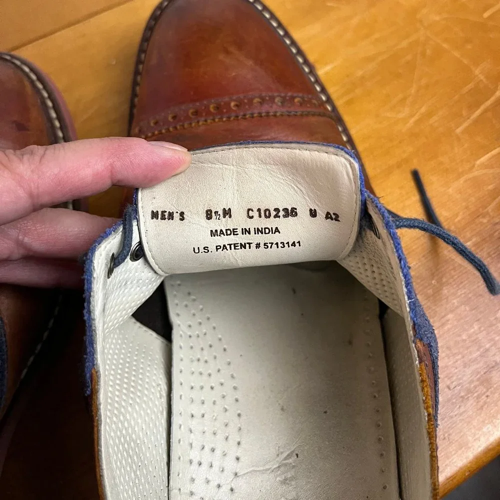 Cole Haan | Blue Suede Saddle Heel Oxfords